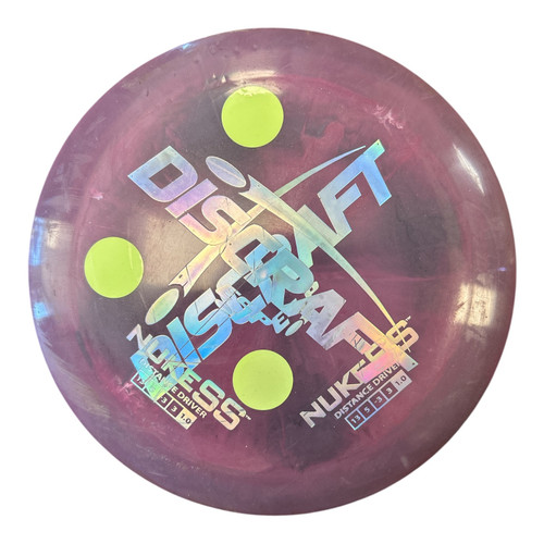 Vist Large View of Product Image Which is Used Discraft ESP NUKE Disc Golf Driver Purple 174g