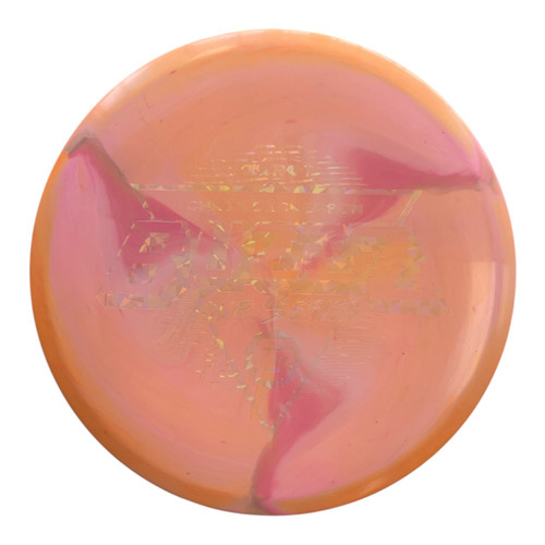 Vist Large View of Product Image Which is New Discraft ESP SWIRL BUZZZ Disc Golf Mid Range Orange 179g
