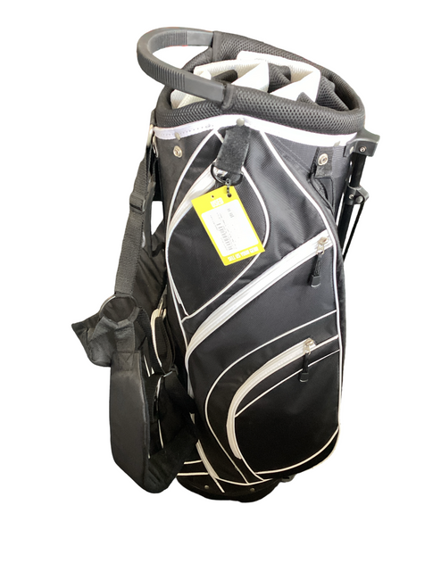 Vist Large View of Product Image Which is Used Precise BLK/WHT STAND BAG Mens Stand Bag Black And White