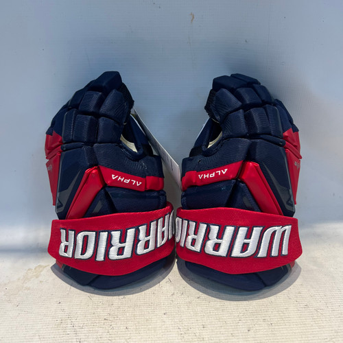Vist Large View of Product Image Which is Used Warrior ALPHA LX3 Senior Gloves Navy Blue And Red 13"