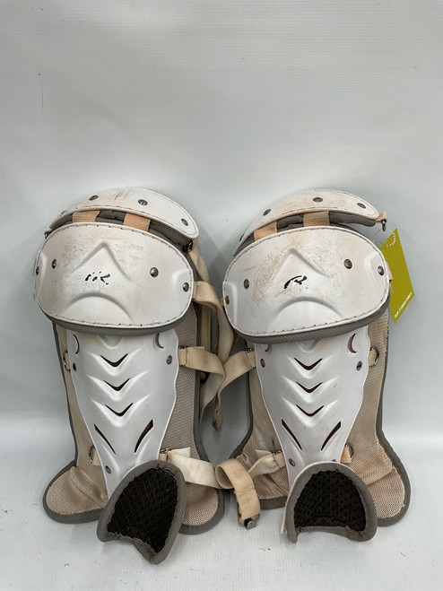 Vist Large View of Product Image Which is Used Rawlings SHIN GUARD WHITE Catchers Leg Guards White Youth