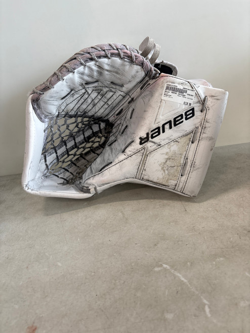 Vist Large View of Product Image Which is Used Bauer M5PRO CATCHER Senior Goalie Catcher White