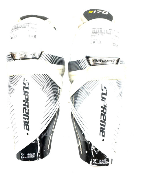 Vist Large View of Product Image Which is Used Bauer S170 Youth Shin Guards White 9"