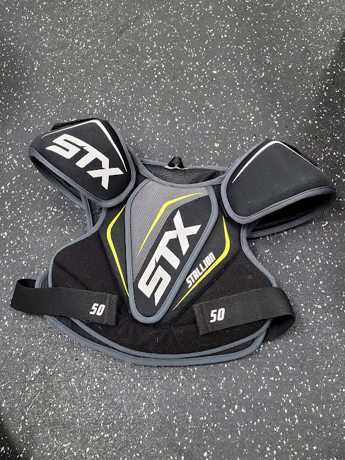 Vist Large View of Product Image Which is Used STX STALLION Lacrosse Shoulder Pads Black SM