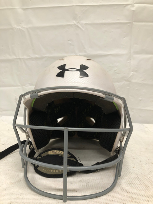 Vist Large View of Product Image Which is Used Under Armour WHITE HELMET Batting Helmet w/Mask White MD