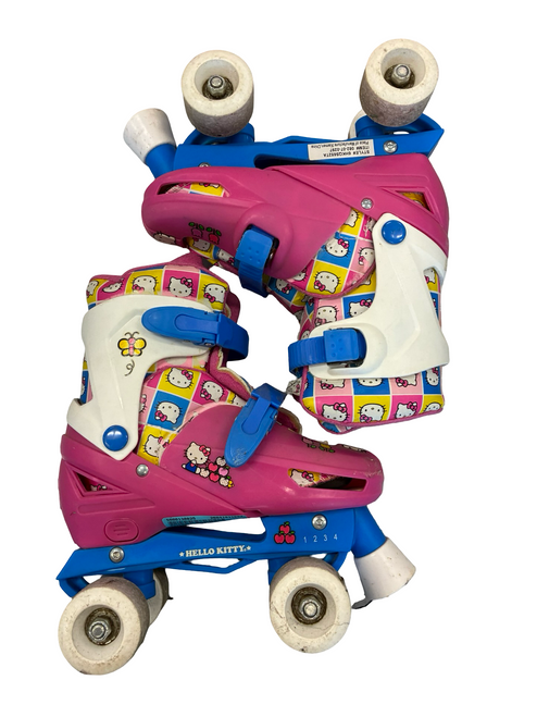 Vist Large View of Product Image Which is Used HELLO KITTY Junior Roller Quad Skates Pink Adjustable