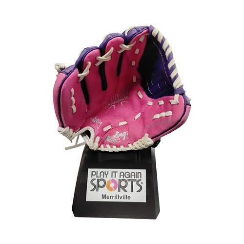 Vist Large View of Product Image Which is Used Rawlings HIGHLIGHT BB/SB Glove LH Throw Pink 10"