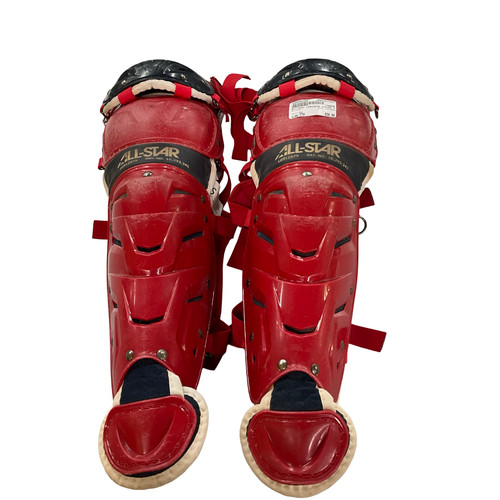Vist Large View of Product Image Which is Used All-Star LG912S7X Catchers Leg Guards Red Youth