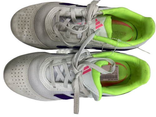 Vist Large View of Product Image Which is Used Adidas Soccer Indoor Shoes White Senior 5