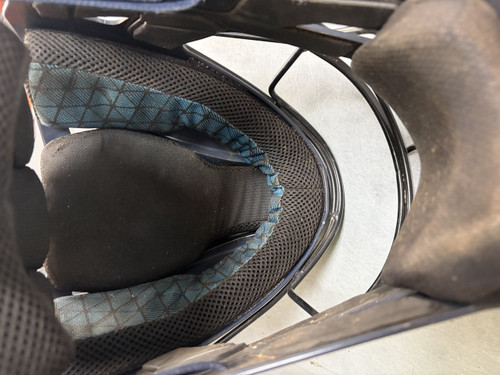 Vist Large View of Product Image Which is Used Easton 7 1/8 -7 7 1/2 Catchers Helmet w/Mask Navy Blue LG