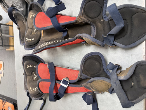 Vist Large View of Product Image Which is Used Mizuno LEG GUARDS Catchers Leg Guards Grey Adult