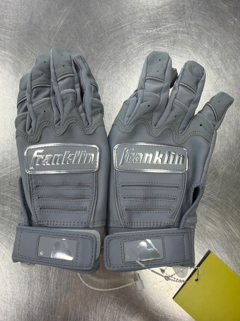 Vist Large View of Product Image Which is Used Franklin CHROME BB/SB Batting Gloves Grey MD
