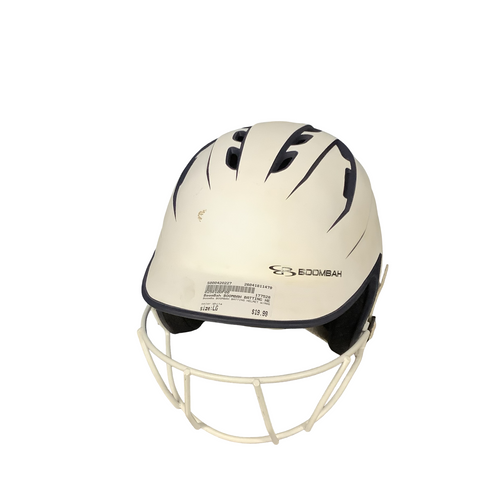 Vist Large View of Product Image Which is Used BoomBah BOOMBAH BATTING HELMET W/MASK Batting Helmet w/Mask White LG