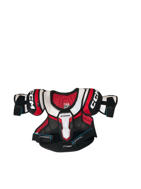 Vist Large View of Product Image Which is Used CCM JETSPEED FT 680 Junior Shoulder Pads MD