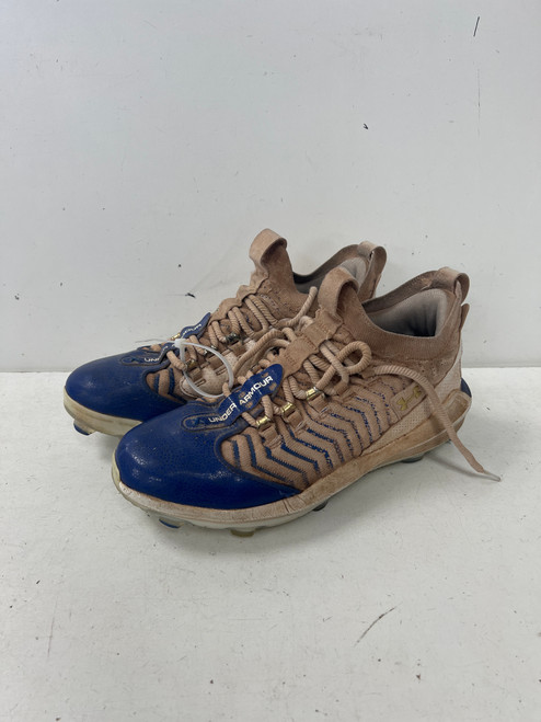 Vist Large View of Product Image Which is Used Under Armour HARPER 9 PRO LOW BB/SB Cleats White And Royal Blue Senior 9.5