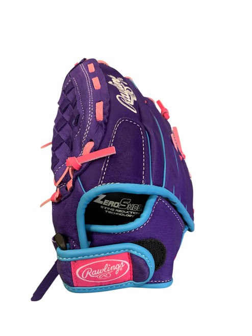 Vist Large View of Product Image Which is Used Rawlings SURE CATCH BB/SB Glove LH Throw Purple 11"