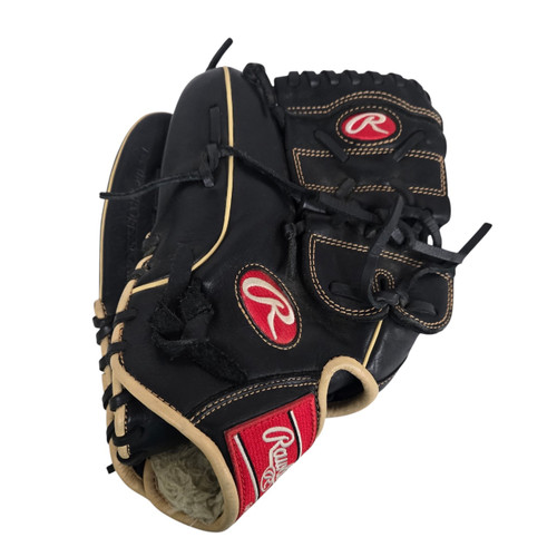 Vist Large View of Product Image Which is Used Rawlings GG ELITE BB/SB Glove LH Throw Black 12"