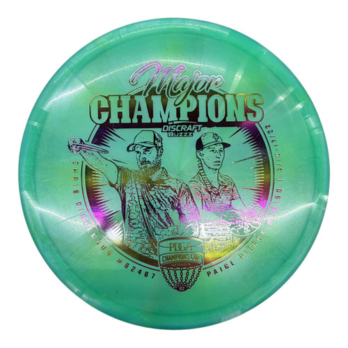 Vist Large View of Product Image Which is Used Discraft MAJOR CHAMPIONS BUZZZ Disc Golf Mid Range Green 179g