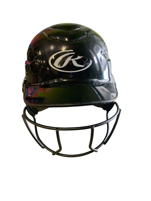 Vist Large View of Product Image Which is Used Rawlings HELMET Batting Helmet w/Mask Black One Size