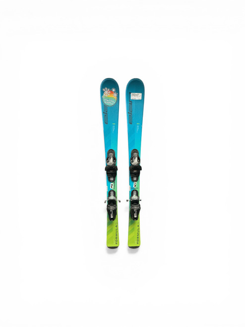 Vist Large View of Product Image Which is Used Elan FORMULAS Boys DH Ski/Binding Green And Royal Blue 110 cm
