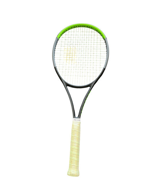 Vist Large View of Product Image Which is Used Wilson BLADE 98 Adult Tennis Racquet Green 4 1/4"