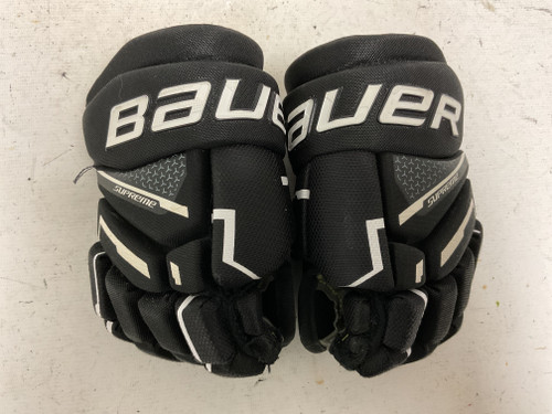 Vist Large View of Product Image Which is Used Bauer SUPREME MACH Youth Gloves Black And Yellow 9"