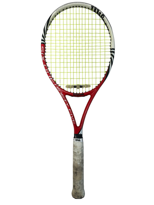 Vist Large View of Product Image Which is Used Wilson SIX ONE 95 BLX Adult Tennis Racquet Red 4 1/4"