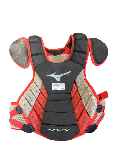 Vist Large View of Product Image Which is Used Mizuno SAMURAI Catchers Chest Protector Red Adult