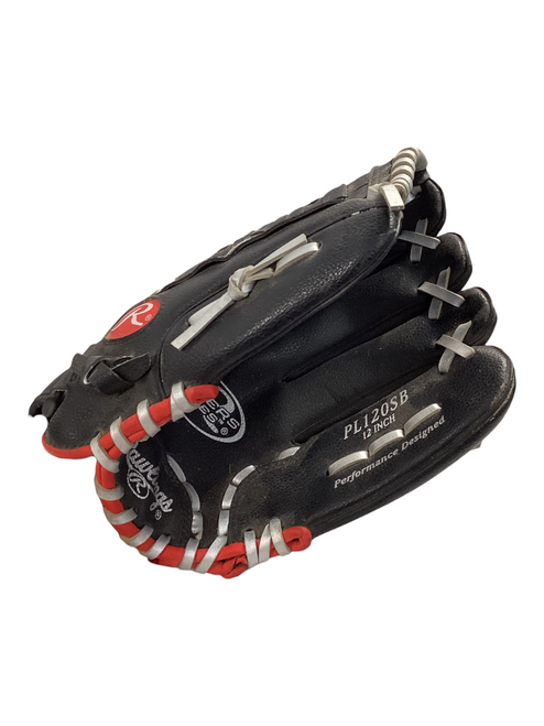 Vist Large View of Product Image Which is Used Rawlings PL120SB BB/SB Glove RH Throw Black 12"
