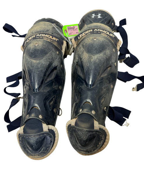 Vist Large View of Product Image Which is Used Under Armour Victory Series UALG2-JRVS Junior Baseball Catchers Leg Guards Navy Blue