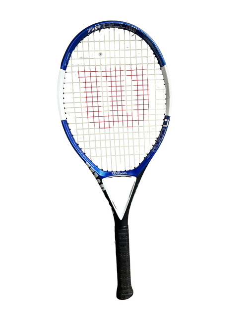 Vist Large View of Product Image Which is Used Wilson N CODE Adult Tennis Racquet Royal Blue 4 1/2"