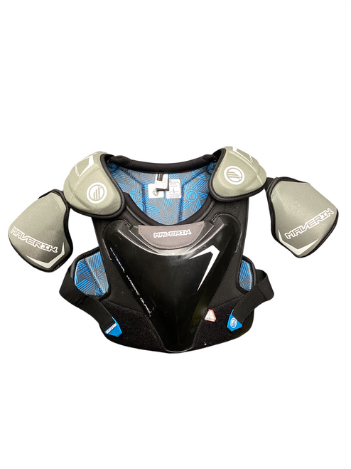 Vist Large View of Product Image Which is Used Maverik CHARGER Lacrosse Shoulder Pads Black Large