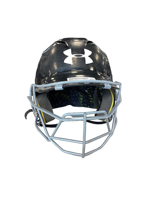 Vist Large View of Product Image Which is Used Under Armour HELMET WITH MASK Batting Helmet w/Mask Black SM