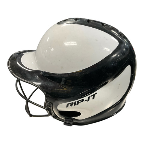 Vist Large View of Product Image Which is Used RIP-IT WHT/BLK HELMET Batting Helmet w/Mask Black M/L