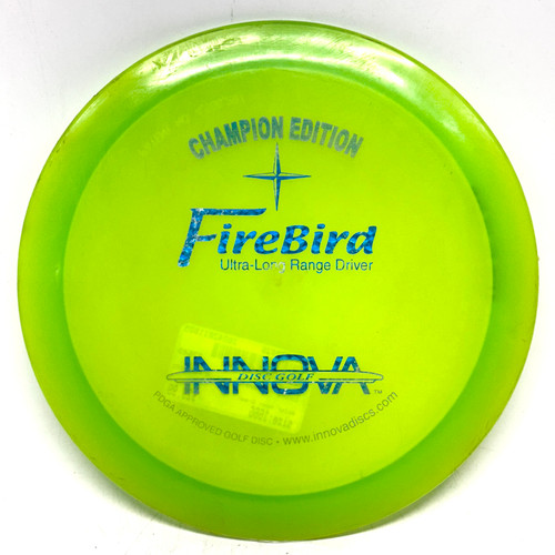 Vist Large View of Product Image Which is Used Innova CHAMPION EDITION FIREBIRD Disc Golf Driver Neon Green 166g
