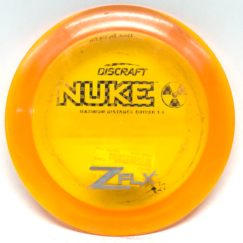 Vist Large View of Product Image Which is Used Discraft Z FLX NUKE Disc Golf Driver Orange 176g