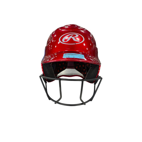Vist Large View of Product Image Which is Used Rawlings RCFH Batting Helmet w/Mask Red SM