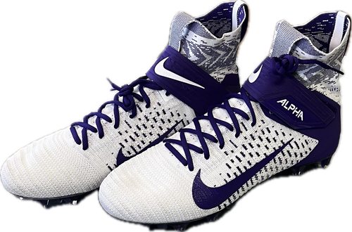 Vist Large View of Product Image Which is Used Nike Alpha Menace Elite 2 Adult FB Cleats Purple And White Senior 14