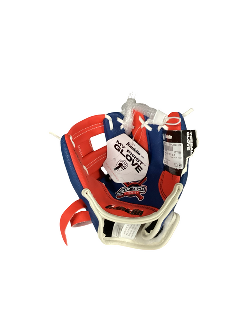 Vist Large View of Product Image Which is Used Franklin AIR TECH BB/SB Glove RH Throw White/Red/Navy 8"