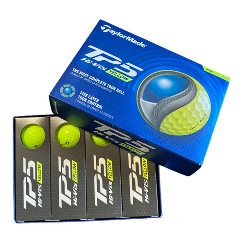 Vist Large View of Product Image Which is Used Taylormade TP5 HI-VIS YELLOW 12 Pack - Golf Balls
