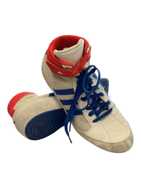 Vist Large View of Product Image Which is Used Adidas Wrestling Shoes White Senior 7