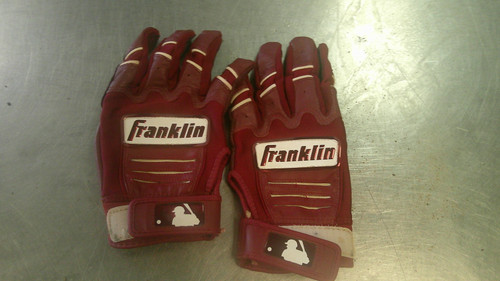 Vist Large View of Product Image Which is Used Franklin BB/SB Batting Gloves Maroon SM