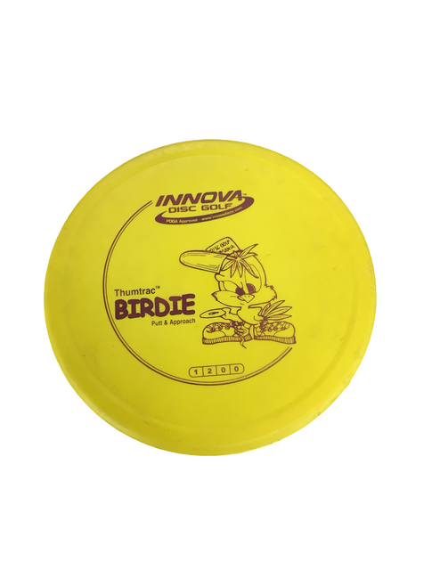 Vist Large View of Product Image Which is Used Innova THUMTRAC BIRDIE Disc Golf Putter Yellow