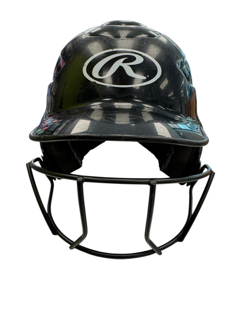 Vist Large View of Product Image Which is Used Rawlings BLACK RAWLINGS Batting Helmet w/Mask Black SM