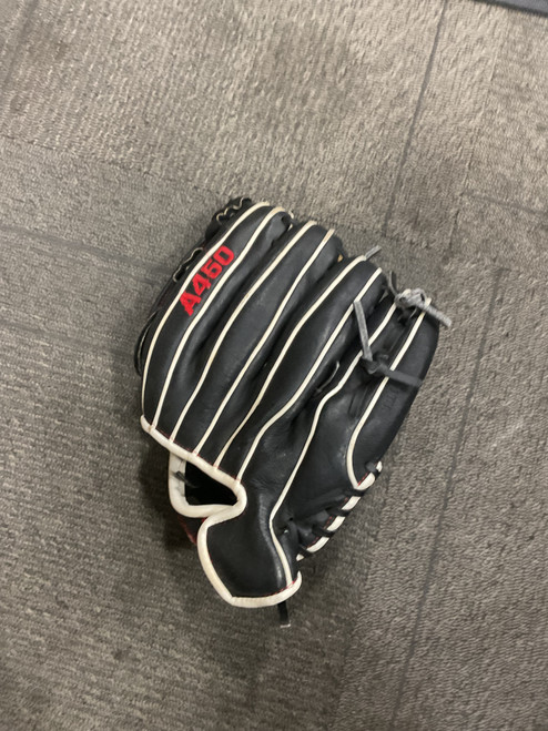 Vist Large View of Product Image Which is Used Wilson A450 BB/SB Glove LH Throw Black 11"