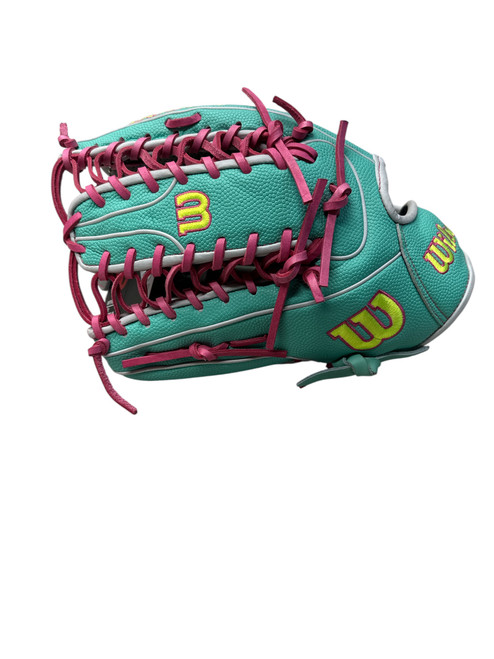 Vist Large View of Product Image Which is NEW Wilson A2000 SCOT7 BB/SB Glove LH Throw Turquoise 12 3/4"
