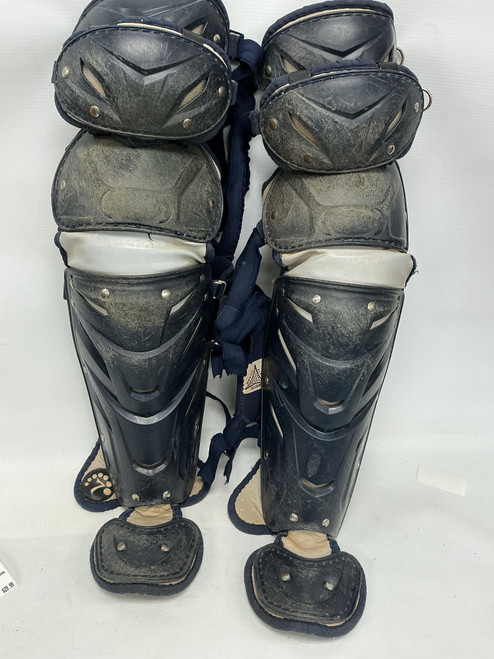 Vist Large View of Product Image Which is Used All-Star DELTA FLEX Catchers Leg Guards Navy Blue Junior