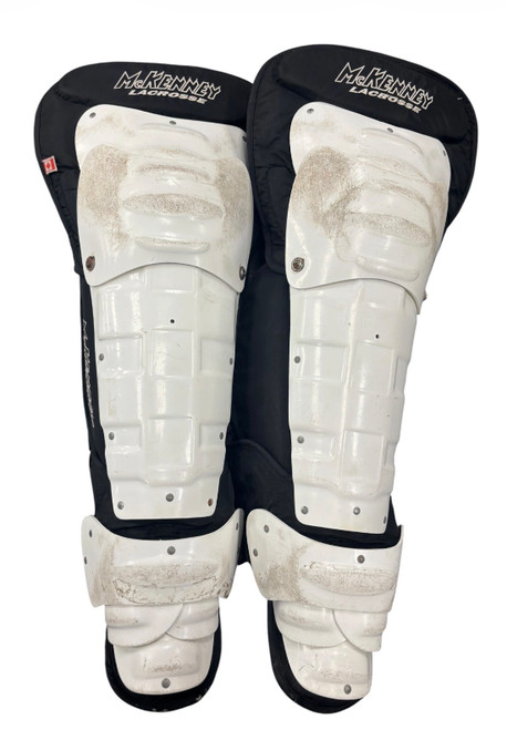 Vist Large View of Product Image Which is Used MCKENNEY LAX GOAL LEG PADS Lacrosse Shin Guards White MD