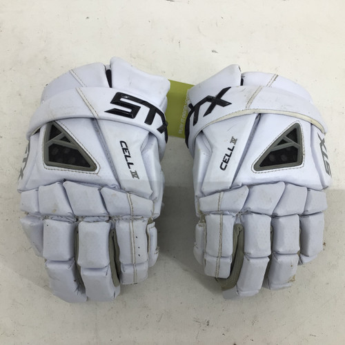 Vist Large View of Product Image Which is Used STX CELL IV SR MD LACROSSE GLOVES Lacrosse Gloves Mens White MD