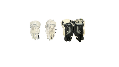 Vist Large View of Product Image Which is Used Brine GLOVES Lacrosse Gloves Mens White 12"